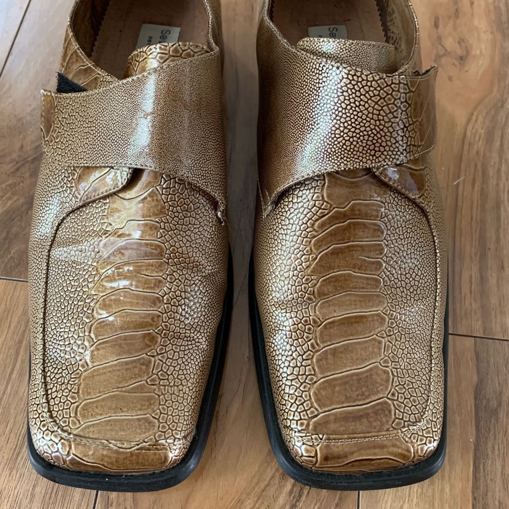 Sevasta Italiano Cognac Faux Alligator Crocodile Brown Loafer Dress Shoes 10.5